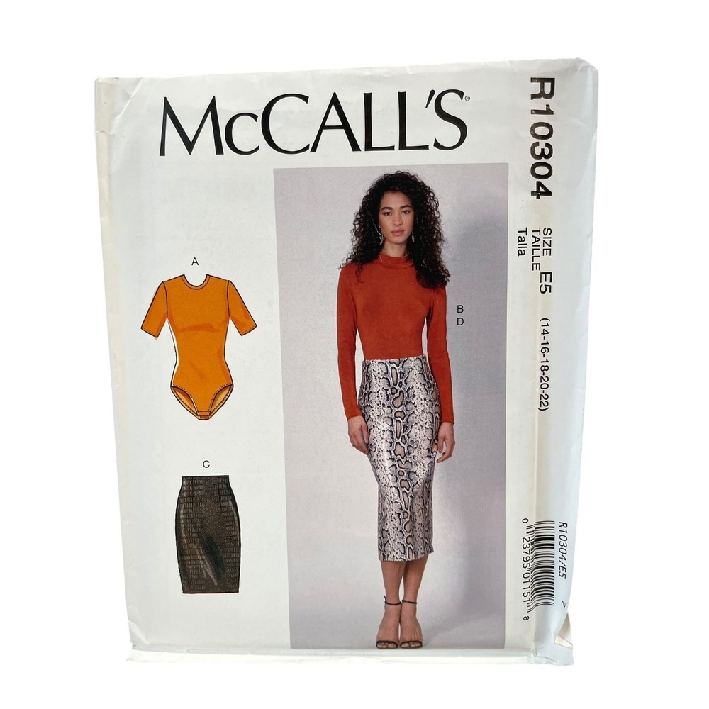 McCALL'S R10304 Misses Bodysuit Tops Skirts Size 14-22 Modern Style